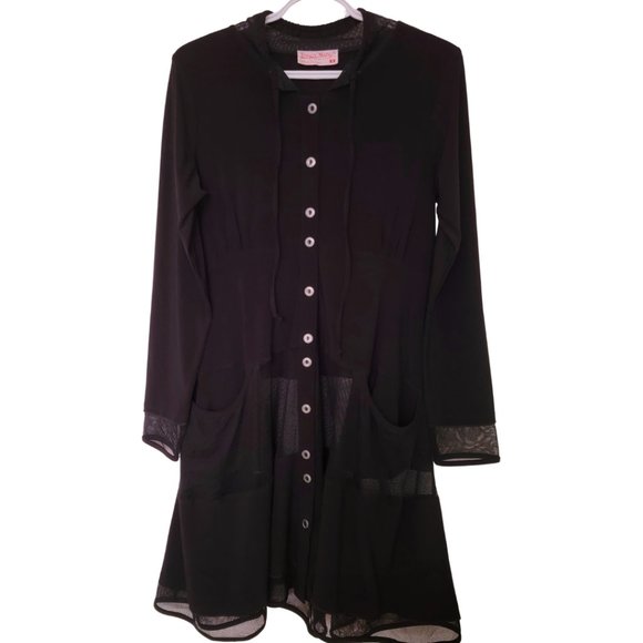 Tango Mango Women’s Dress Bohemian Partially Sheer/Mesh Black Small (EUC) - Picture 1 of 7